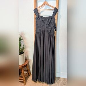 Vera Wang Charcoal Chiffon Maxi Dress